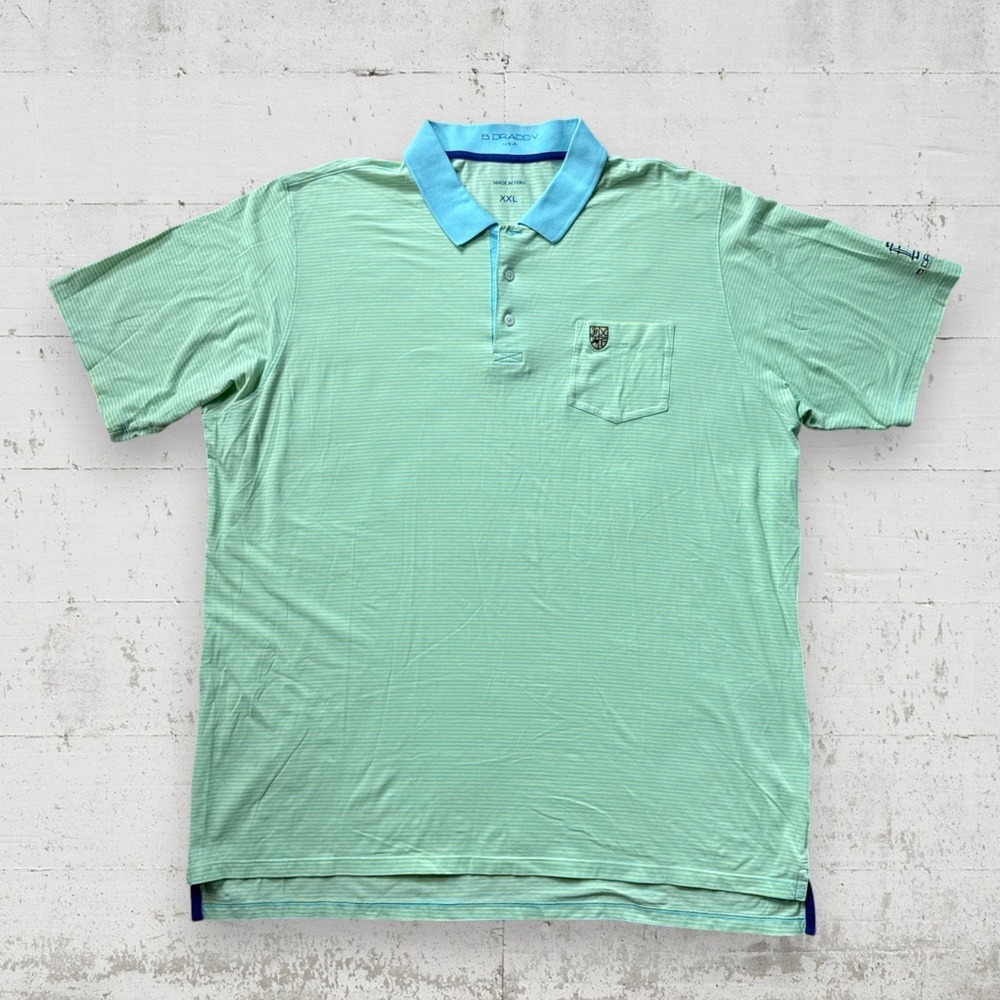 B. Draddy Golf Polo Sz XXL Hamilton Farm Golf Club Striped Green